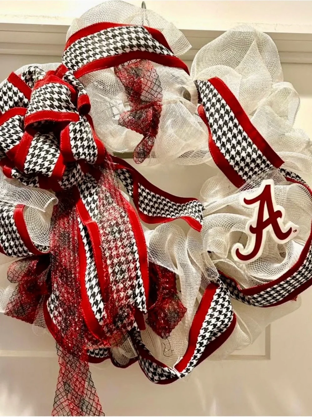 Custom Alabama Crimson Tide Deco Mesh Door Wreath- 18” Roll Tide! 🏈